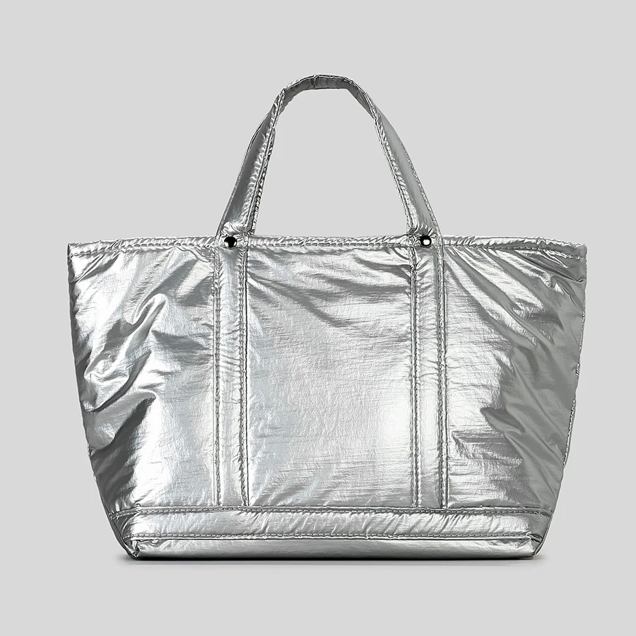バッグ silver shoulder bag Casual Silver Tote Bag Soft Puffer Women Handbags Padded