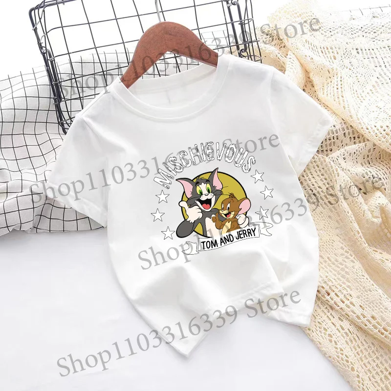 Children's Tom and Jerry Short Sleeve Casual Summer T-Shirt - Fashionable Birthday Gift