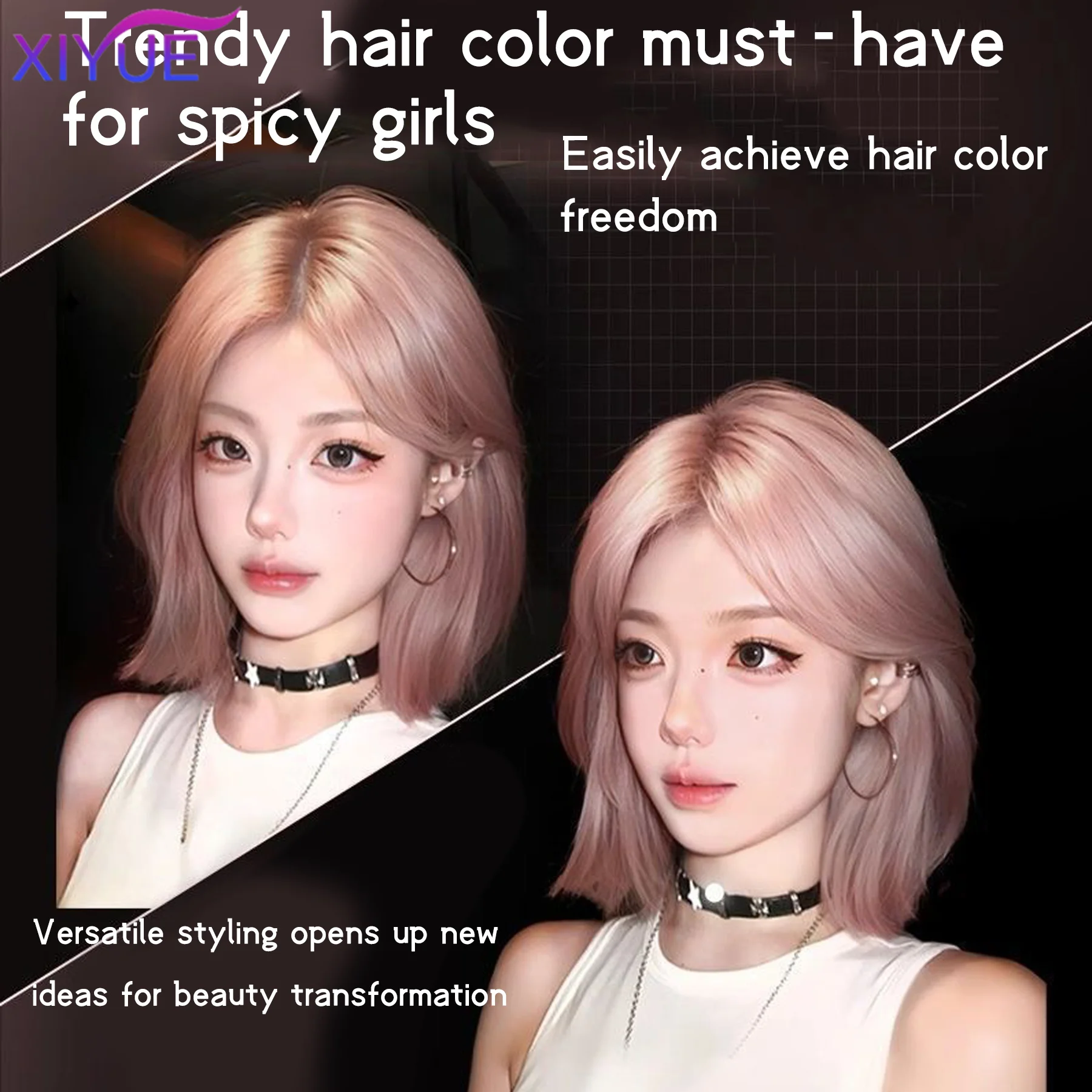 Cinnamon powder Synthetic Wigs Short Straight Bob Wigs for Women Middle Part Lolita Cosplay Natural Hair Heat Resistant Fiber