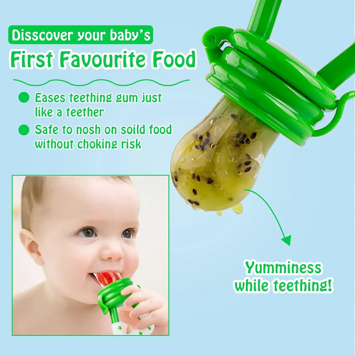 1Pcs Baby Fruit Food Feeder Silicone Spoon Food Grade Newborn Tableware