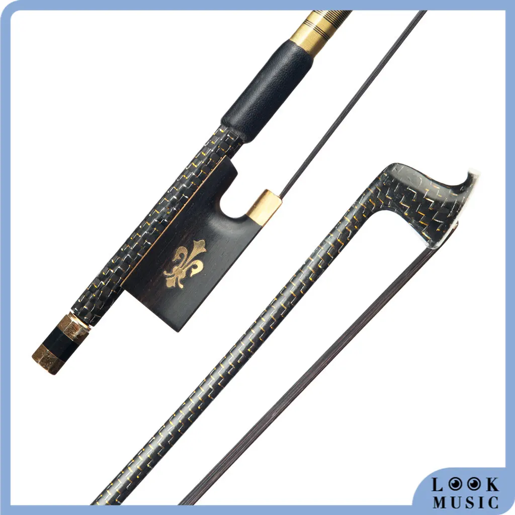 

4/4 Violin Fiddle Bow Fiddle Bow Arch Braided Carbon Fiber Bow Ebony Frog Black Horsehair Well Balanced Violin Part Round Stick