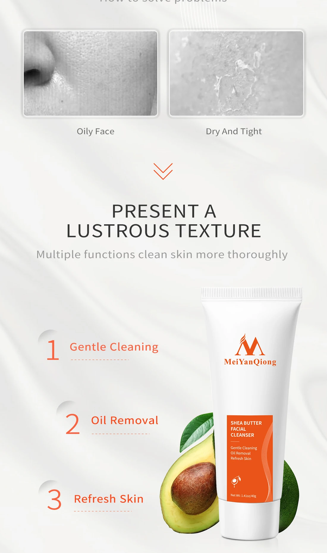 Description Picture 3 of itemShea Butter Nourishing Repair Facial Cleanser Skin Care Whitening Anti-Aging Gentle Cleansing Skin Clean And Soothing Face Care