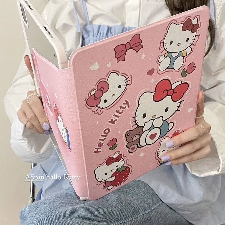

Sanrio Hello Kitty with Pen Slot for IPad 7 8 9 Generation Mini6 Pro 11 12.9 10.2 10.9 Air 3 4 5 Inch Protective Silicone Cover