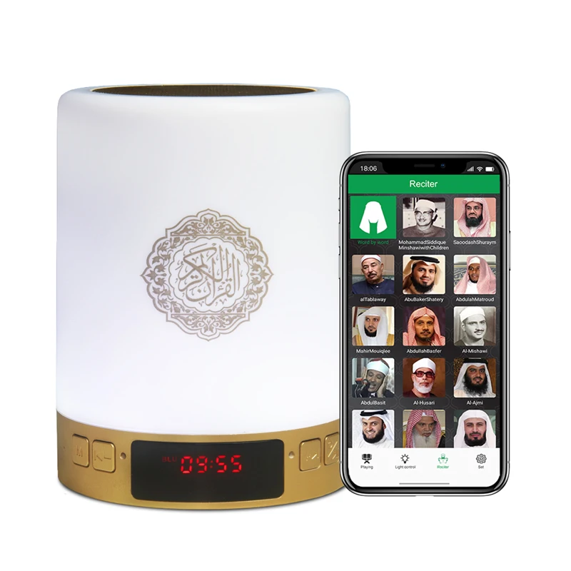 AZAN Clock Speaker Portable Islamic Quran Night Light Gift 16G Memory Card Mp3 Bluetooth Speakers Quran Veilleuse Coranique