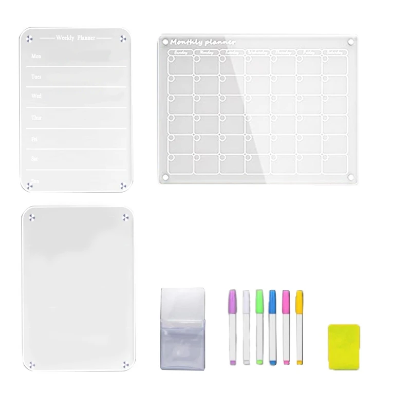 

1 Набор для холодильника, доска для сухого стирания, календарь, еженедельный и ежемесячный планировщик еды, прозрачный лист для планирования