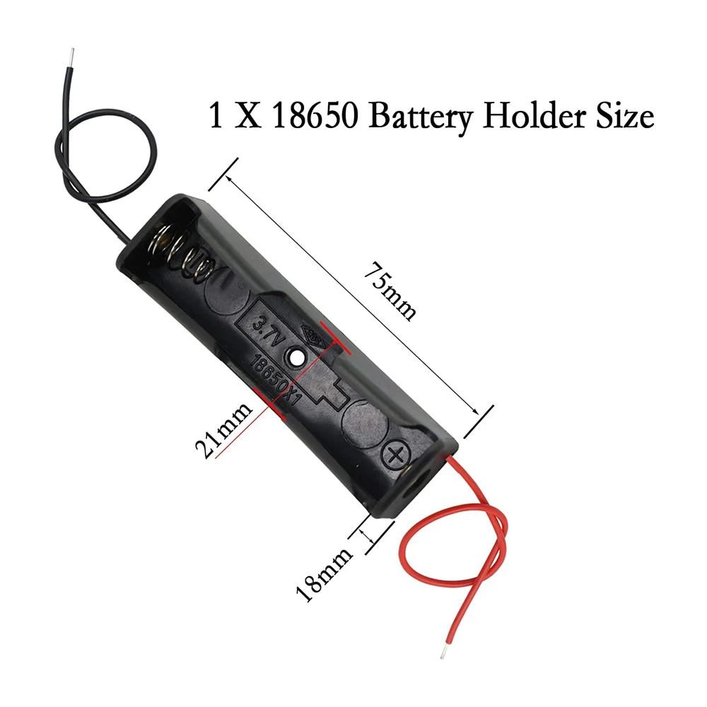 18650 Battery Case Holder with Wire Bundle,10pcs DIY Battery Storage Boxes, 18650 1 Bay Cell Battery Holder, 1 Slots 10pcs