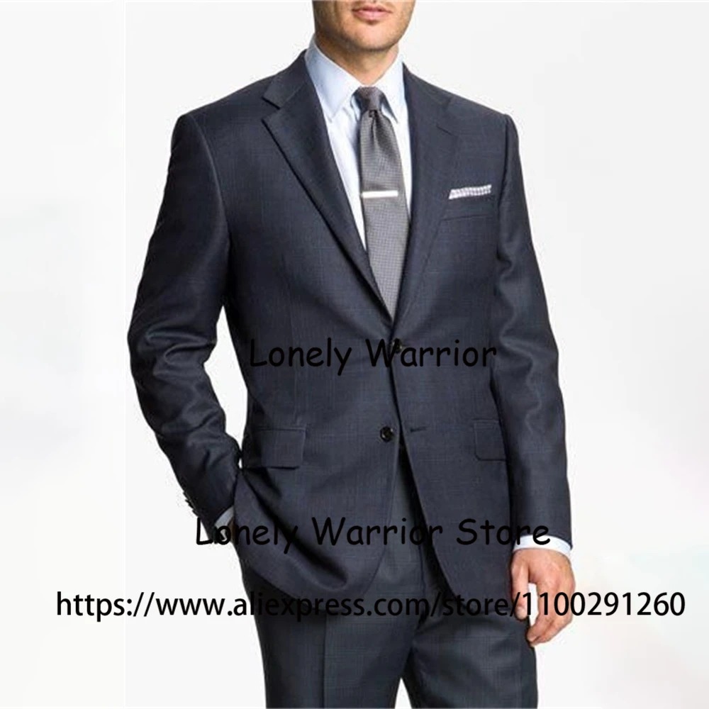 

Темно-синие костюмы для мужчин, приталенный деловой Блейзер, мужской свадебный смокинг для жениха, повседневный комплект из 2 предметов, жакет и брюки, мужской костюм
