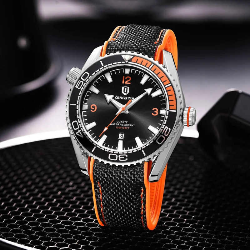 QINGXIYA Brand 2024 New Sports Silicone Quartz Watch Men