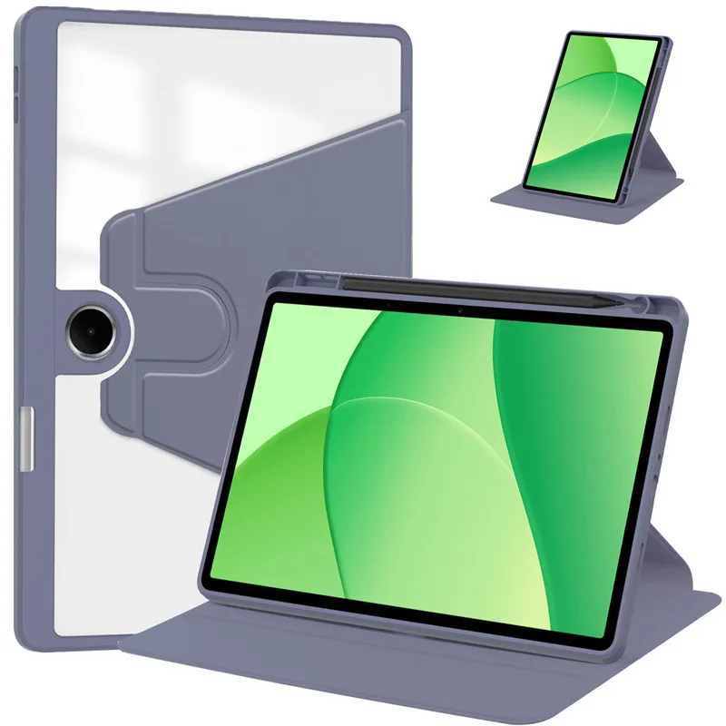 360-Degree Rotating Clear Acrylic Tablet Cover with Pencil Holder