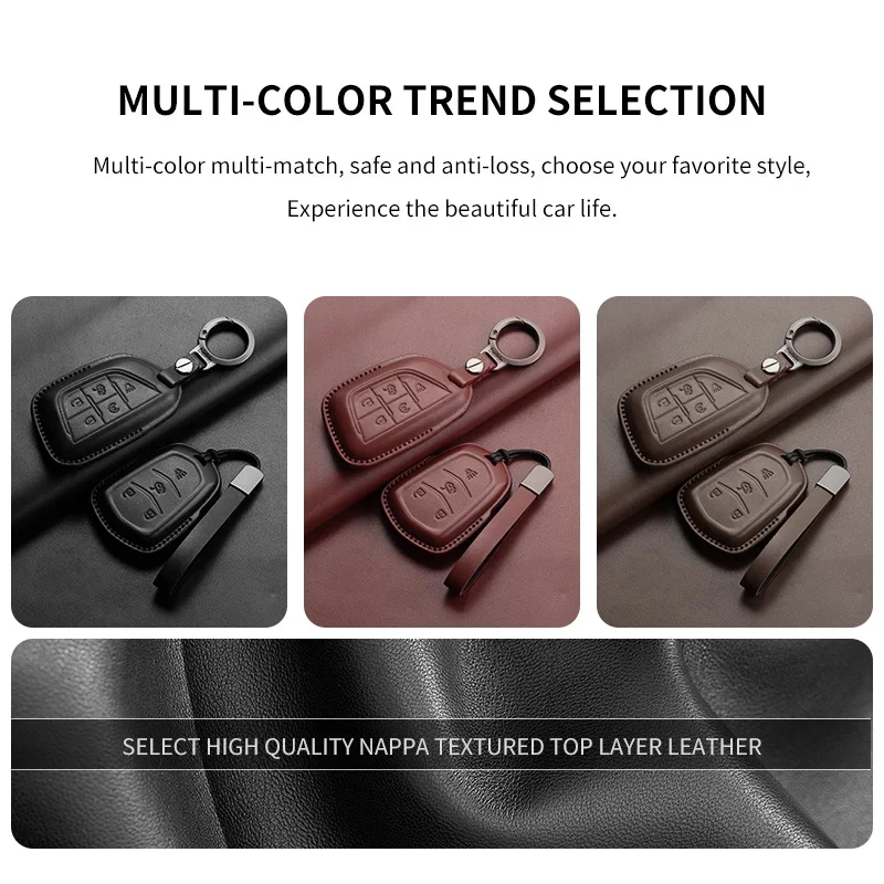 Premium Leather Car Key Case Cover - Elegant and Durable Key Accessory