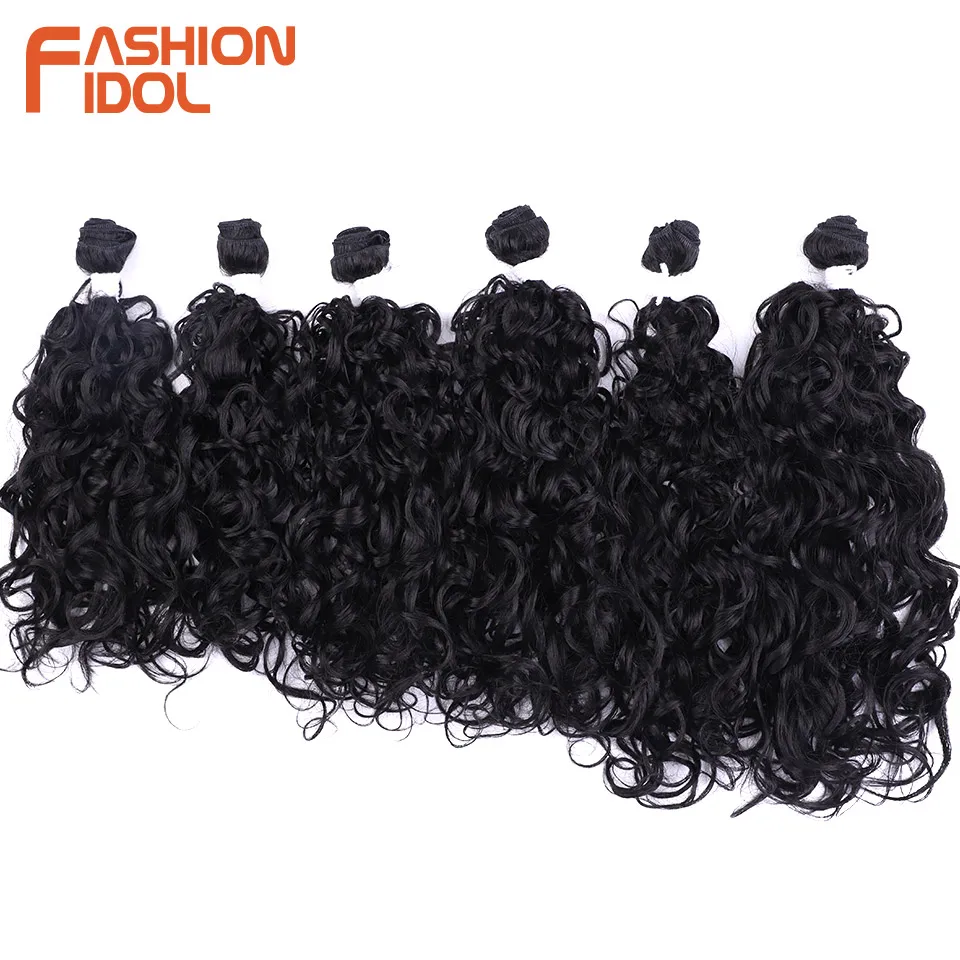 Synthetic Hair 6pcs Deep Wave Hair Bundles Ombre Brown High Temperature Fiber Weave Extensions 18 20 22 inch FASHION IDOL