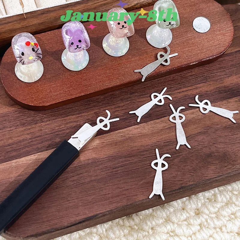 사랑 고양이 눈 마그네틱 스틱 네일 아트 도구 작은 철 조각 자석 스틱 토끼 패턴 만들기 마그네틱 폴란드어 효과 네일