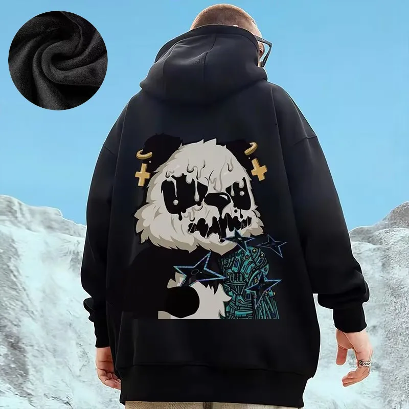 Hooded Sweater Men's Trendy Brand Large Size M-8XL Men's Autumn And Winter Style Plush And Thick Fat Hip-hop Pullover Jacket