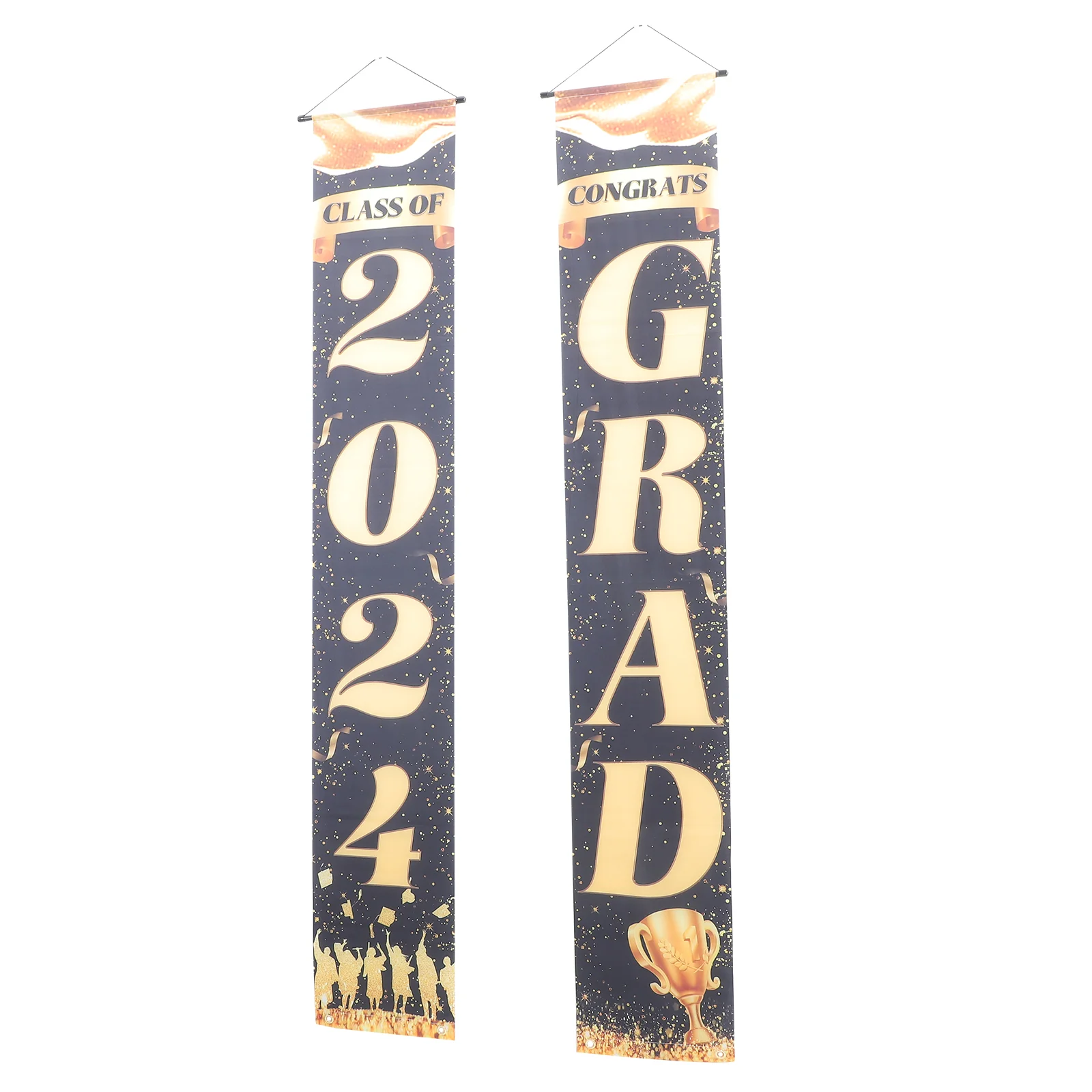 

Graduation Couplet Door Hanging Decoration Porch Sign Emblems Outdoor Front Banner Polyester Congrats The Party