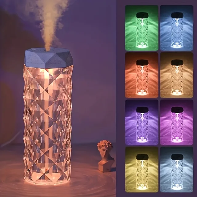 USB Desktop Crystal Humidifier 400/1000ml with 7 Colors LED Night Light, Suitable for Home, Office, Desk, Bedroom 1