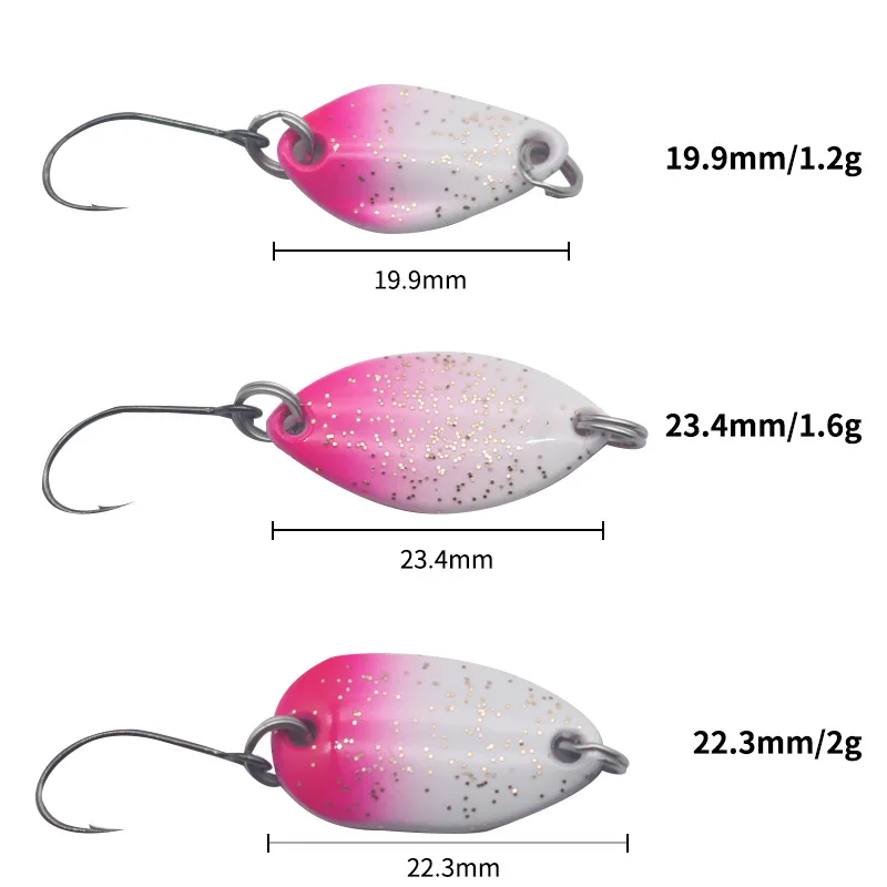 8Pcs/Lot 1.2g 1.6g 2g Colorful Spoon Fishing Bait Single Hook UL Fishing Lure New Spinner Stream Fishing Tackle Bass Pike Trout