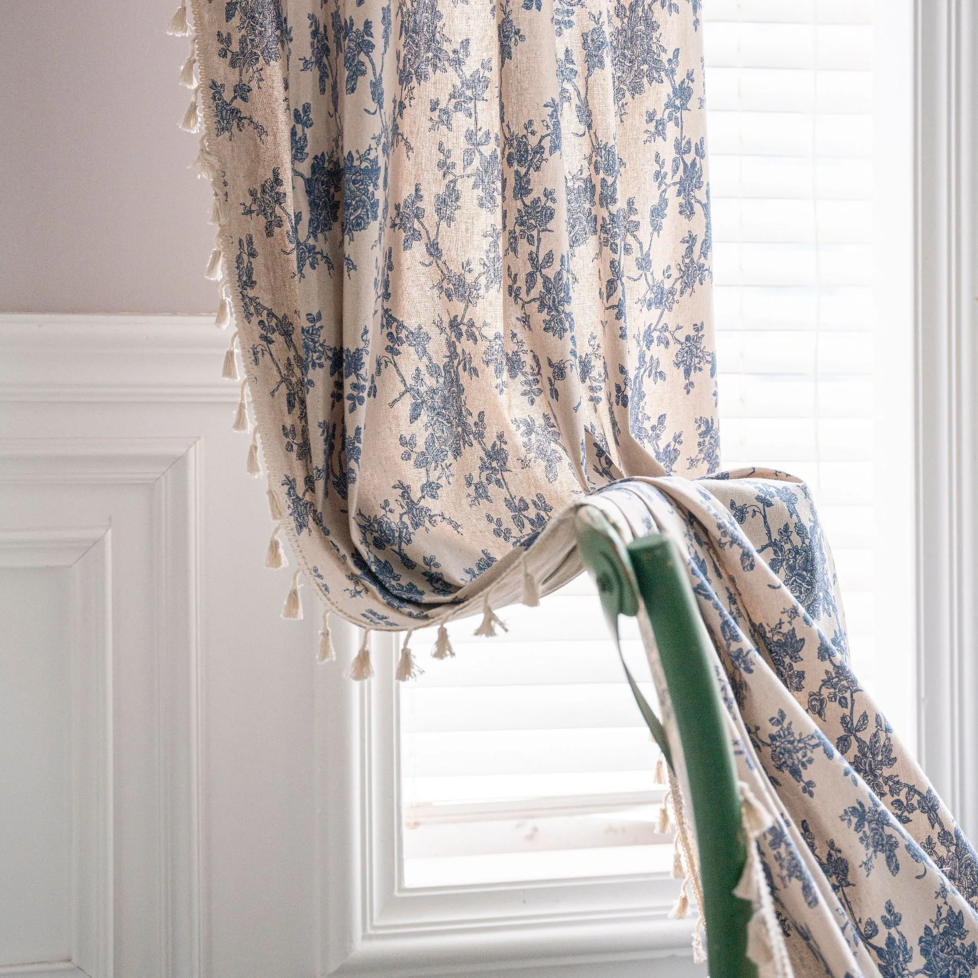 Window Curtain Valance Rod Pocket American Rustic Korean Living Room Bedroom Vintage Floral Print Cotton Linen Blackout Curtains window curtains tie valance curtain