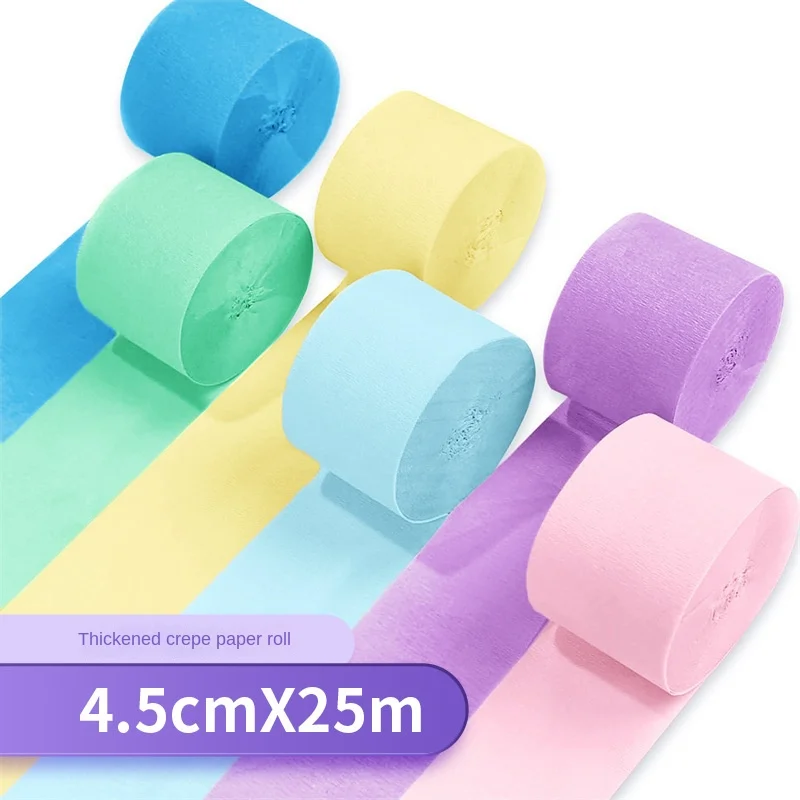 25m x 4,5cm Party-Girlande aus Faltenpapier, Dekorationen, DIY bunte Krepppapier-Girlande für Kinder-, Baby-, Geburtstags- und Hochzeitsdekoration