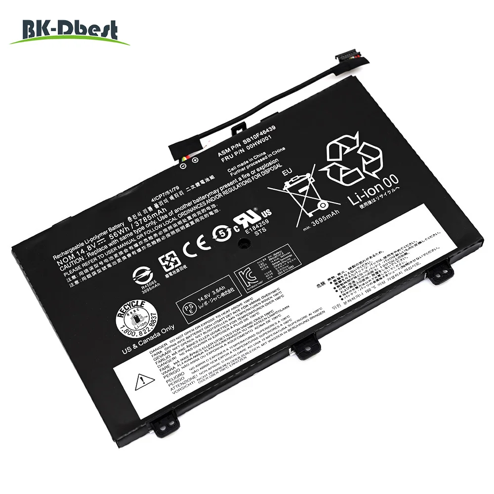 

Аккумулятор BK-Dbest 00HW001 для ноутбука Lenovo ThinkPad S3 Yoga 14 Series, батарея для ноутбука 00HW000 SB10F46438 4ICP7/52/76