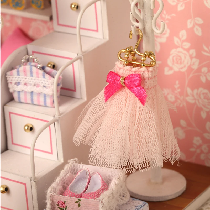 Cutebee DIY House Miniature Kit Wooden Miniature Doll Houses With Furniture LED Lights for Children Birthday Gift 4