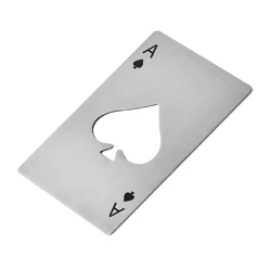 Creative Poker-Shaped Stainless Steel Bottle Opener - Credit Card Size Beer Tool Gift (Silver)