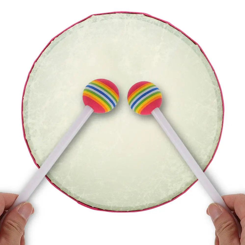 2 pieces Rainbow Foam Head Drum Mallets Music Education Drumstick for Snare / Bass / Toys Drum Xylophone,