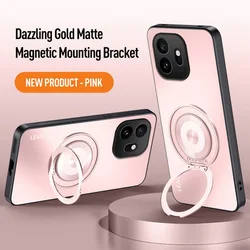 AG Matte Back Panel Metal Magnetic Holder Case - Sleek and Secure Design - OnePlus 15T (Pink with Holder)