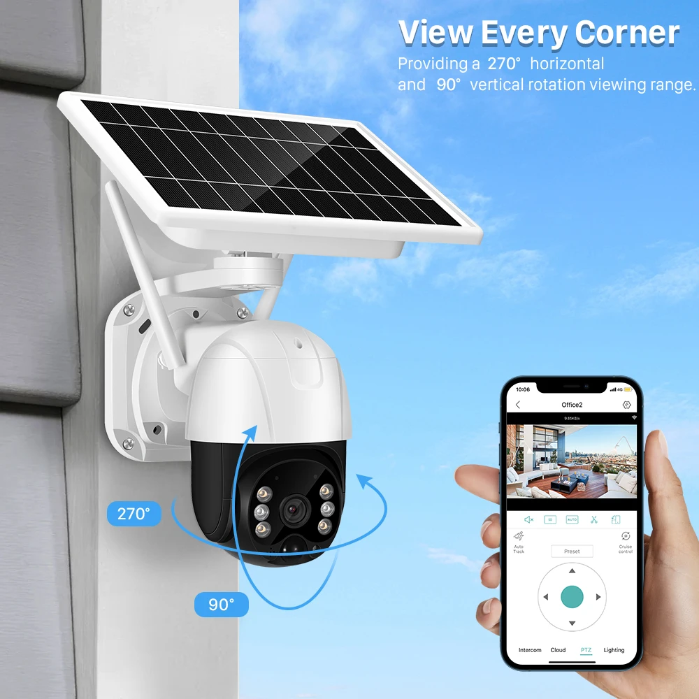 Cámara 4G Con Tarjeta Sim Ptz Domo 360° + Panel Solar Exterior Zeylink