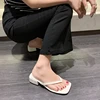 Women's Summer 2025 New Casual Fashion Square Toe Block Heel Herringbone Slip Women's Sandals 4