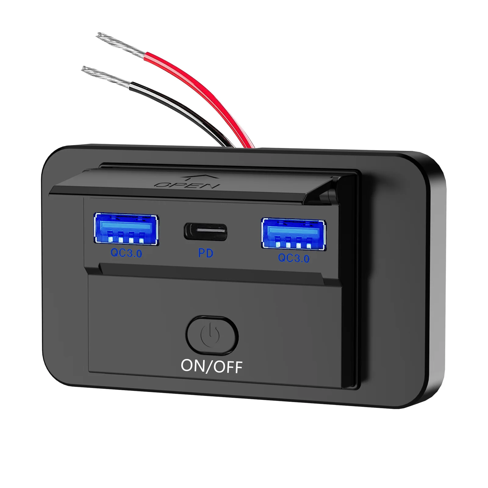 12V Dual USB C presa pannello montaggio a parete 30W PD3.0 e QC3.0 18W porta adattatore presa per caricabatteria da auto con Swh per auto Marine Bus Truck  34