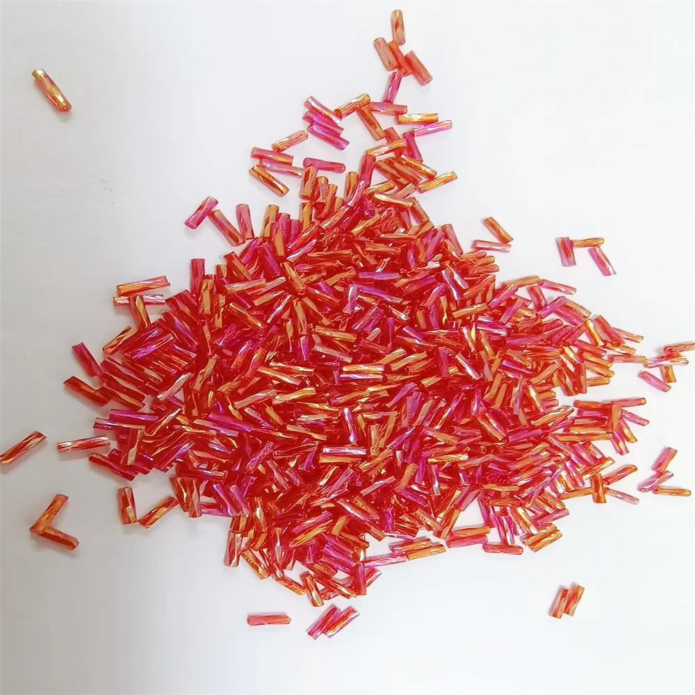Vibrant Twisted Glass Bugle Beads for Jewelry and Garment Design (300 Pieces)