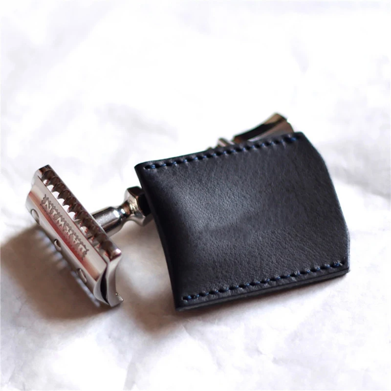 

1PC Double Edge Safety Razor Head Sleeve Protective Case Leather Without Razor
