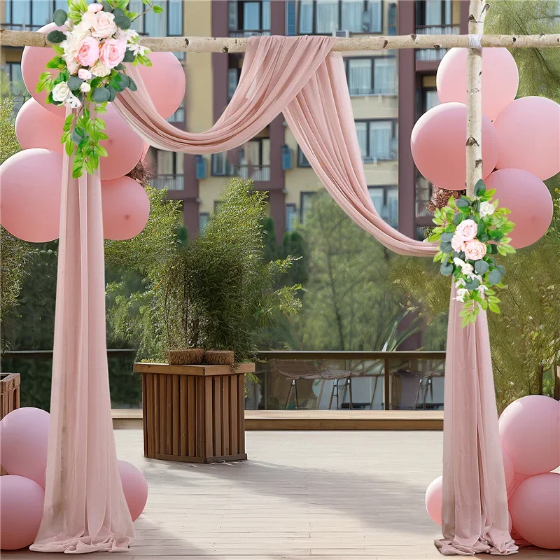 Elegant Sage Green Sheer Draping Curtains for Wedding and Event Decor