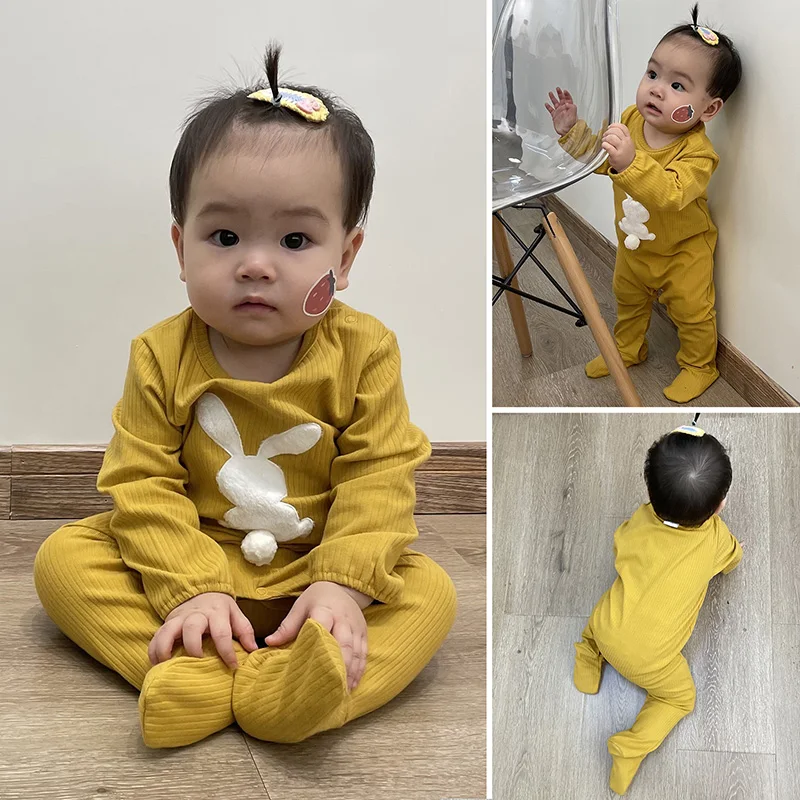 Newborn Baby Footed Romper Boy Girl Spring Autumn Long Sleeve Cotton Jumpsuit Overall Toddler Onesies Outfit Cut Kid Clothig