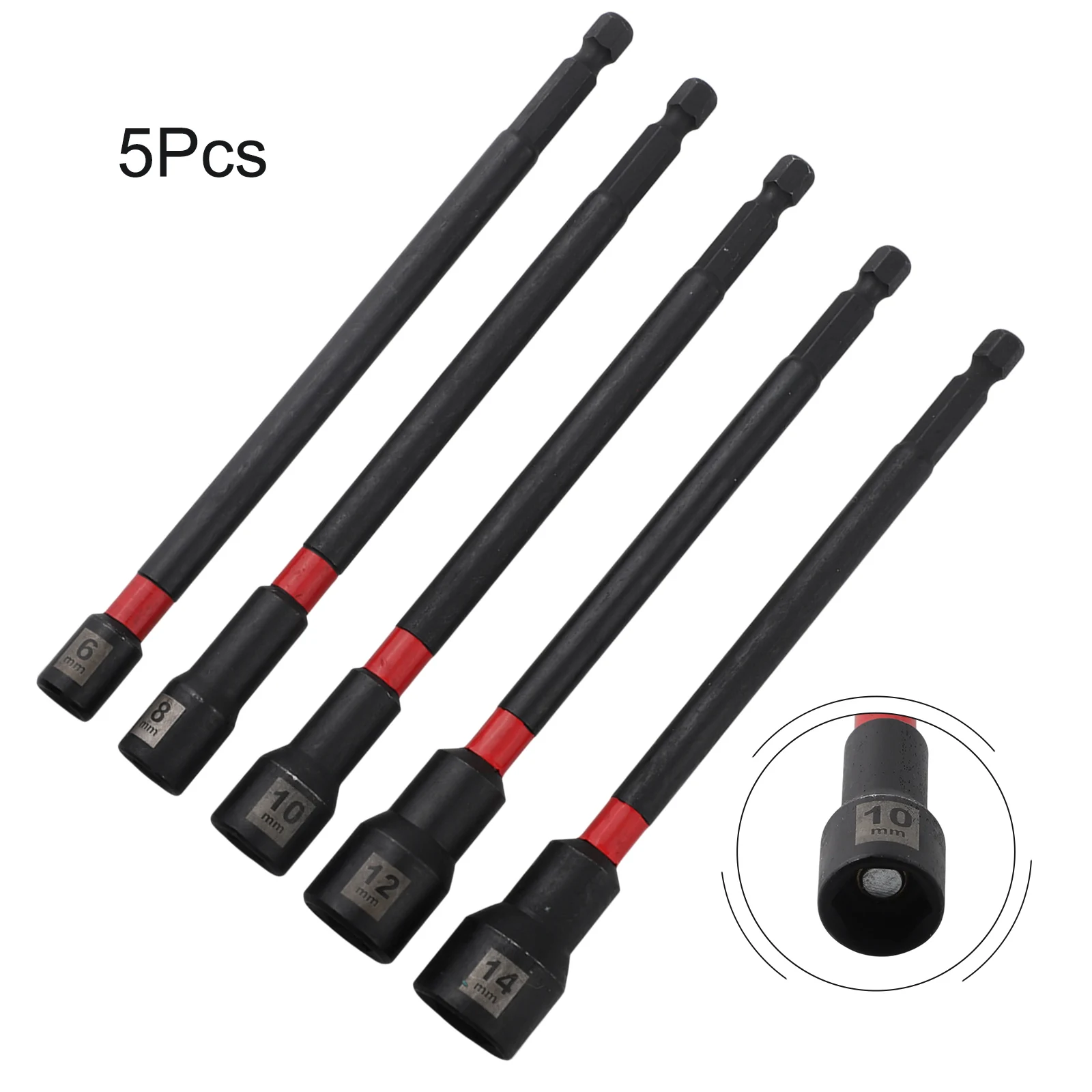 1/5PCS 6 Inch Magnetic Long Nut Driver For Impact Drill Hex Socket Adapter 8-14mm Extended Socket Wrench Power Tool – Detail 3