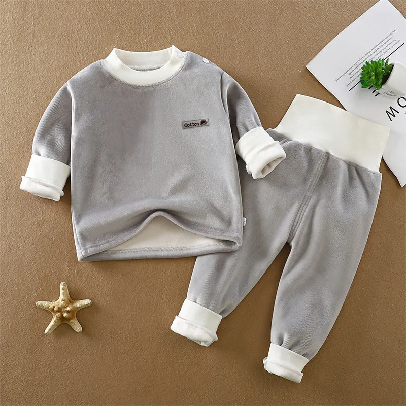 Kinder Pyjama Sets für Jungen Mädchen Herbst Winter plus Samt verdicken warme Anzüge Kleinkind hohe Taille Nachtwäsche Kinder zu Hause Kleidung