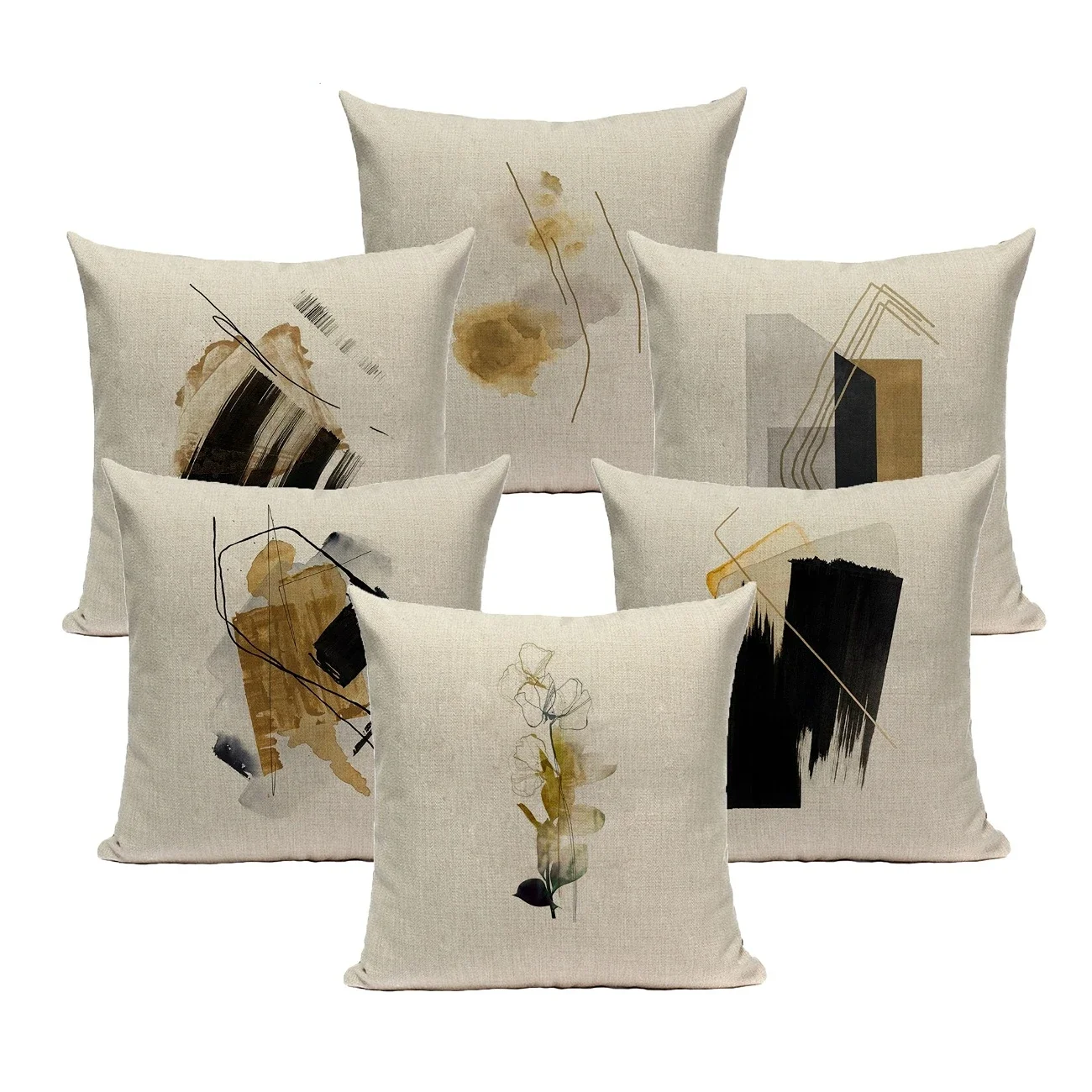 

Льняная декоративная подушка в абстрактном стиле, чехол для подушки, 45*45, желтый, для украшения дома