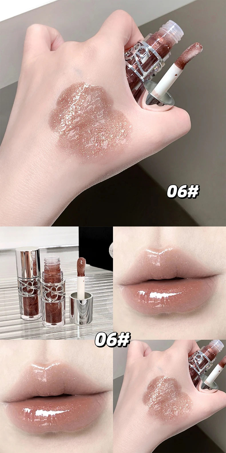 Brillant à lèvres miroir gris transparent hydratant effet eau_voghion.com