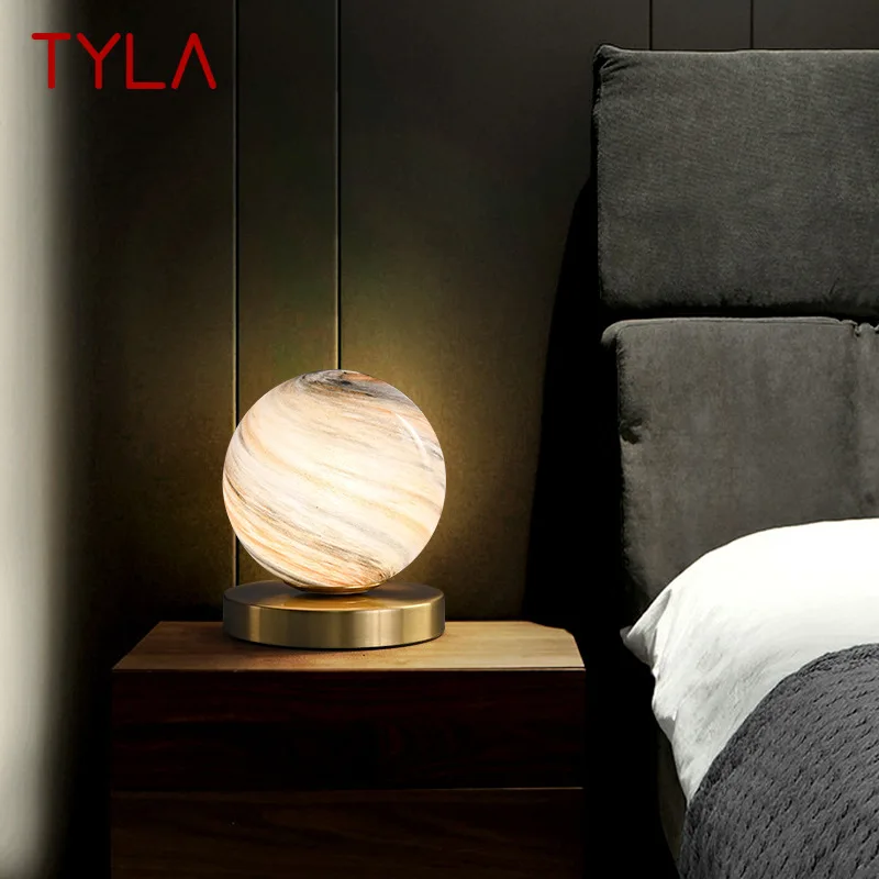 

TYLA Nordic Table Lamp Modern Creative Vintage Brass Desk Light LED Glass Ball Decor for Home Living Room Bedroom Bedside
