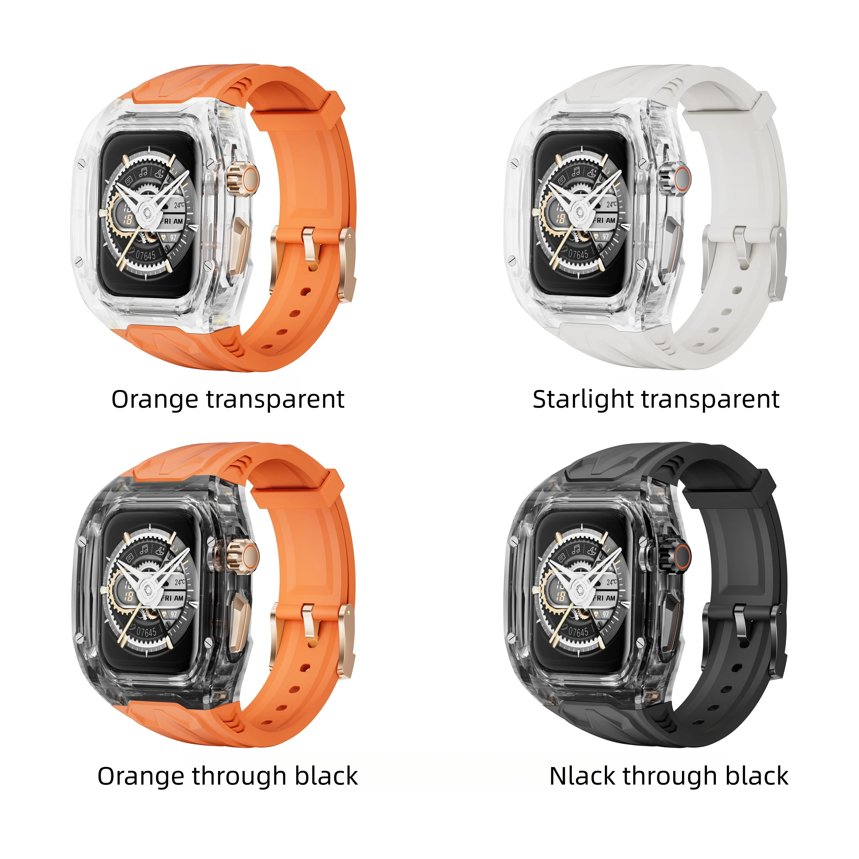 حافظة ساعة ذكية شفافة فاخرة لساعة أبل 44/45، حافظة...