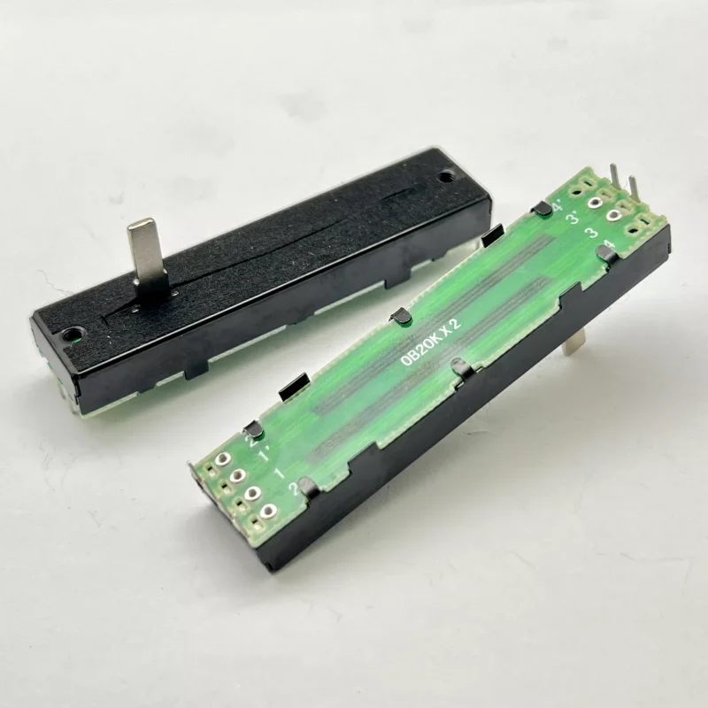1pcs Straight slip potentiometer B10K&times;2 B20K&times;2 B50K&times;2 6Pin Total length 73mm Mixing console volume putter linear potentiometer