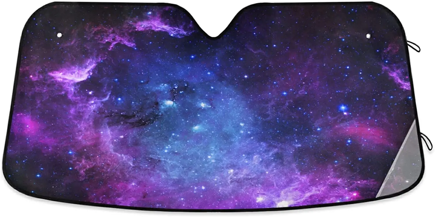 

Galaxy Car Windshield Sun Shade for Front Purple Starfield Windshield Sunshades Sun Visor Protector Blocks UV Rays Foldable Keep