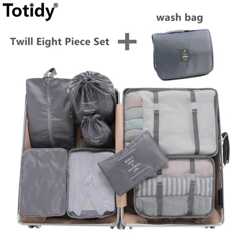 8 Piece Set Travel Bag Women Men Clothes Shoe Underwear Makeup Travel Storage Bag Packing Cubes Folders Luggage Organizing Bag - Travel Duffels - AliExpress