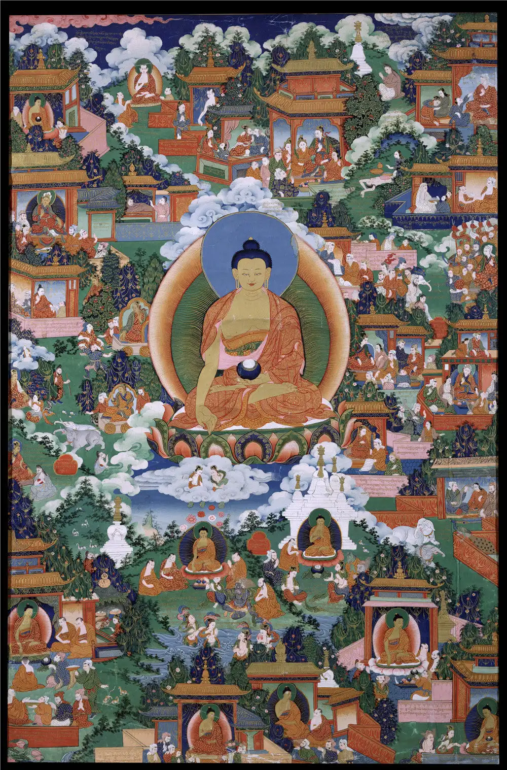 

Shakyamuni Thangka (Pure Land) ,Gandhanra Tibetan Buddhist Thangka Art,Giclee Printed and Hand Framed,47" × 32"