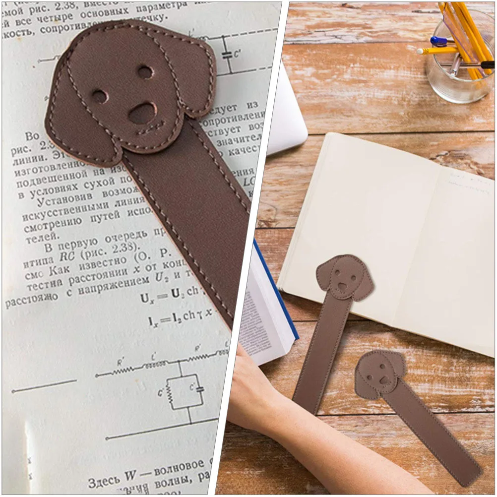 Dog Themed Bookmark PU Animal Page Marker for Books Smooth Edge Reader Gift for Women Men Children Holiday Present