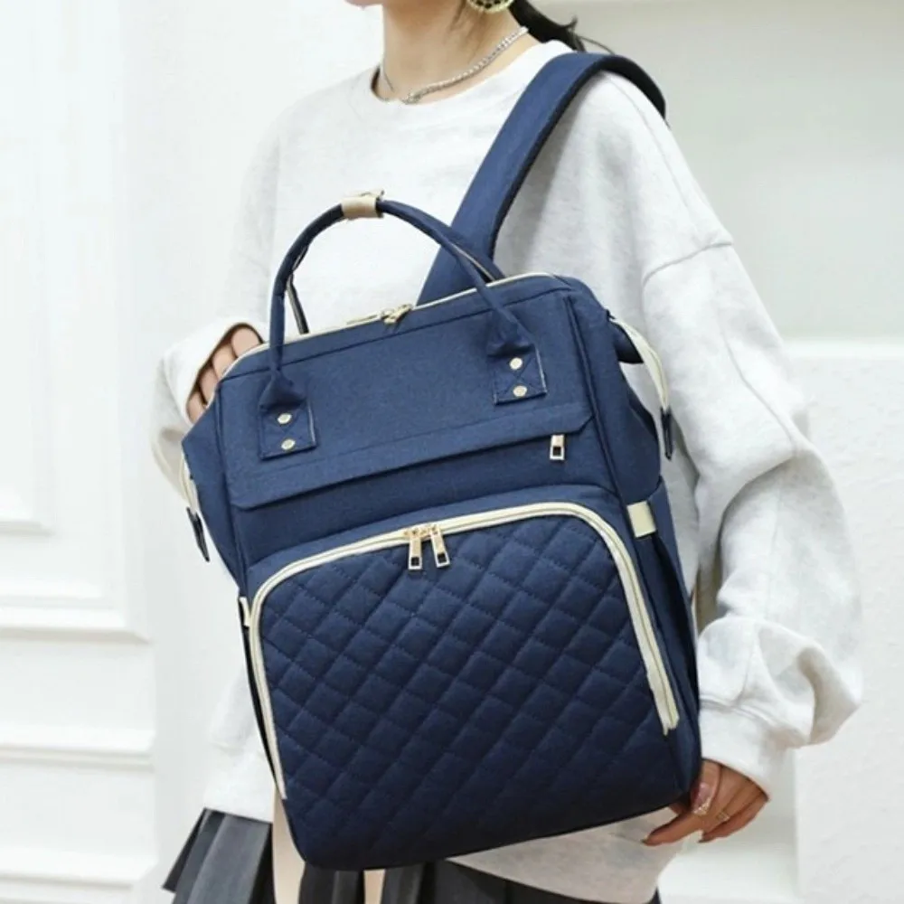 Nylon Mommy Bag Large Capacity Solid Color Maternity Travel Bag Multifunctional Hand-held Diaper Backpack Storage