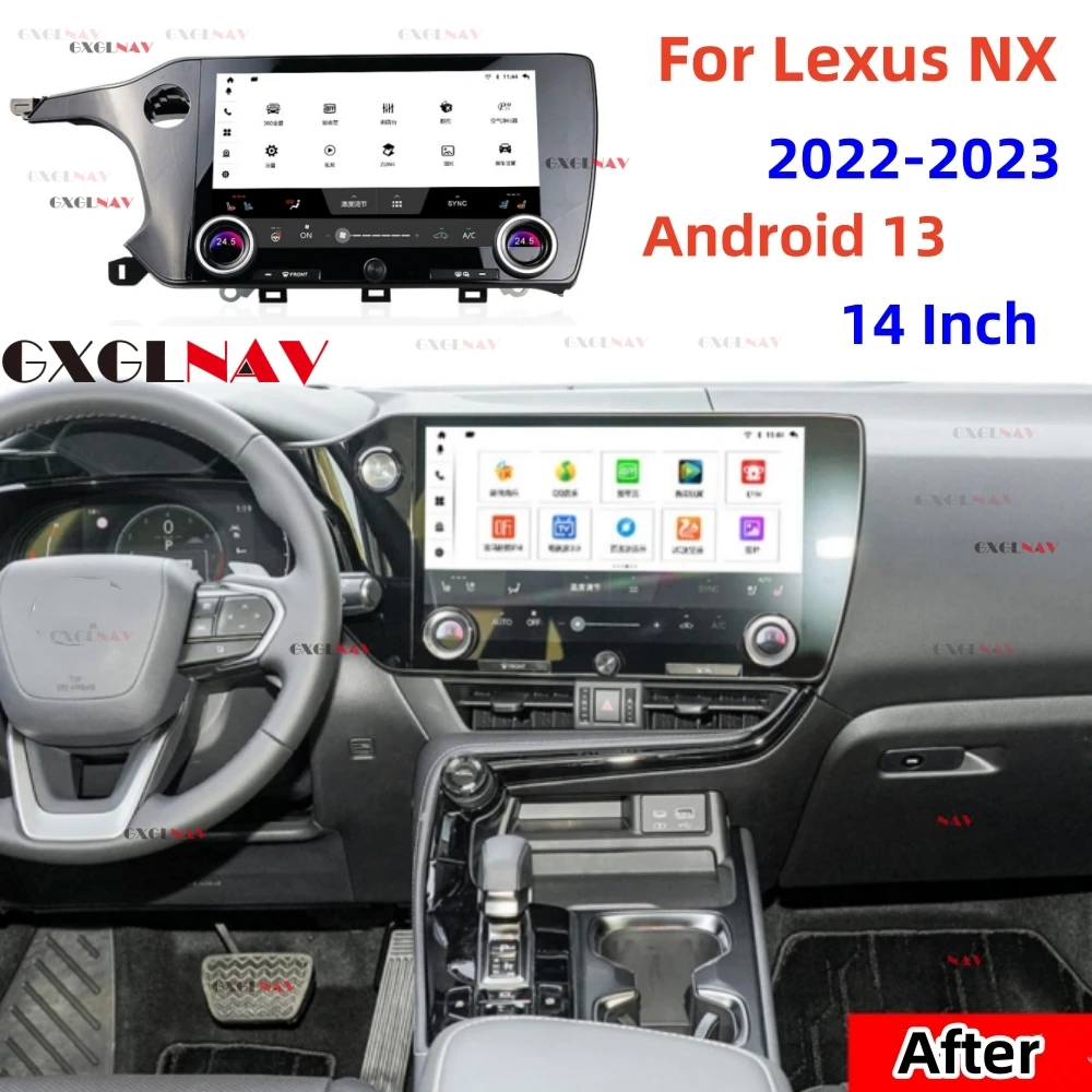 

14/10.25 Inch Qualcomm Android 13 Car Radio Carplay For Lexus NX200 NX300 NX 2014-2017/NX 2018-2021 NX 2022-2023 Auto GPS Player