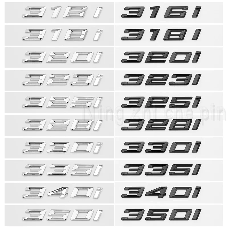 새로운 폰트 번호 316i 318d 320i 325i 글자 328d 330i 340i GT 배지 ABS 3 시리즈 E90 E46 F30 자동차 후면 스티커
