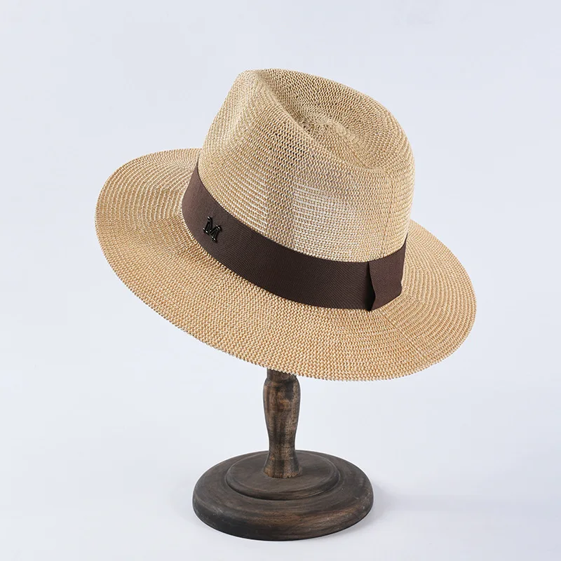 Classic Wide Brim Summer Hat for Women Flat Top Straw Hat Unisex