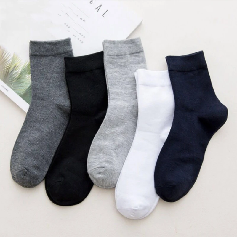 20 Pairs/Set Socks Men's Business Cotton Casual Dress Sock Crew Soft Breathable Spring Summer Antibacterial Male Black White